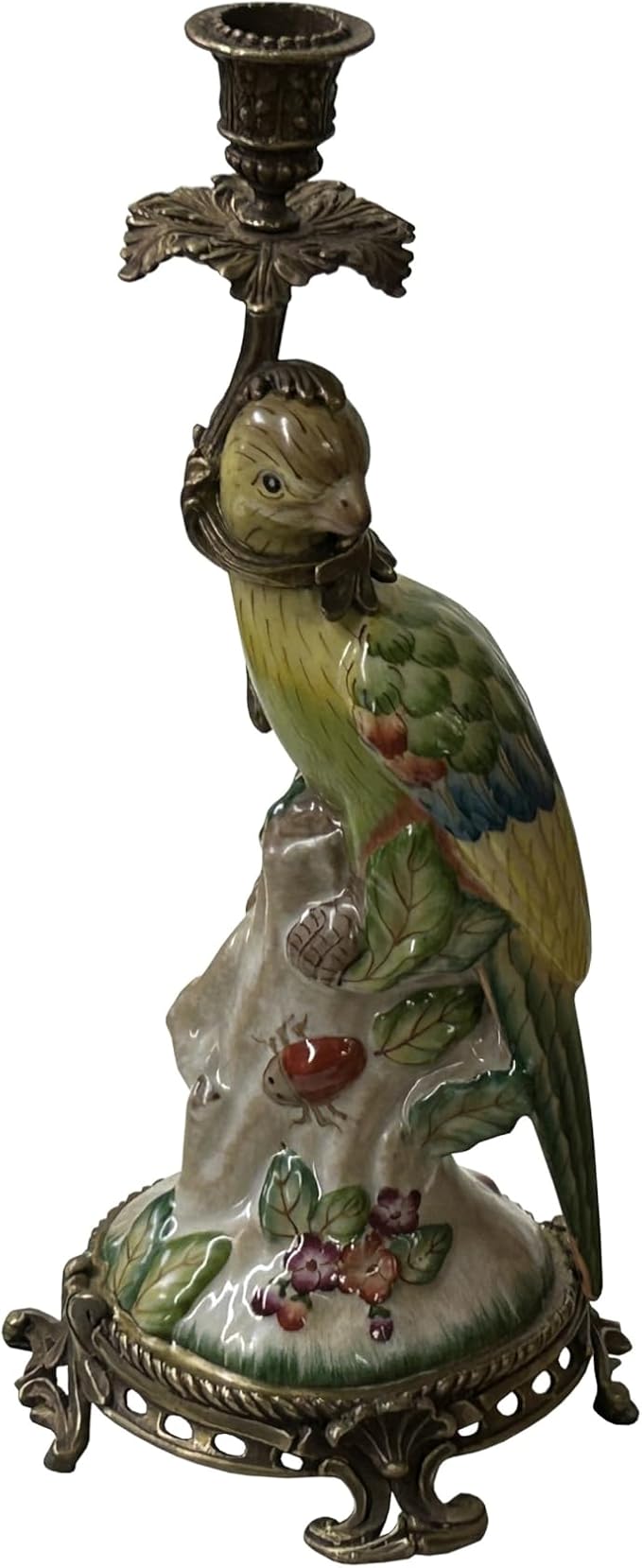 Vintage Handmade Ceramic Parrot Figure Candelabras Candle Holder Aws3885