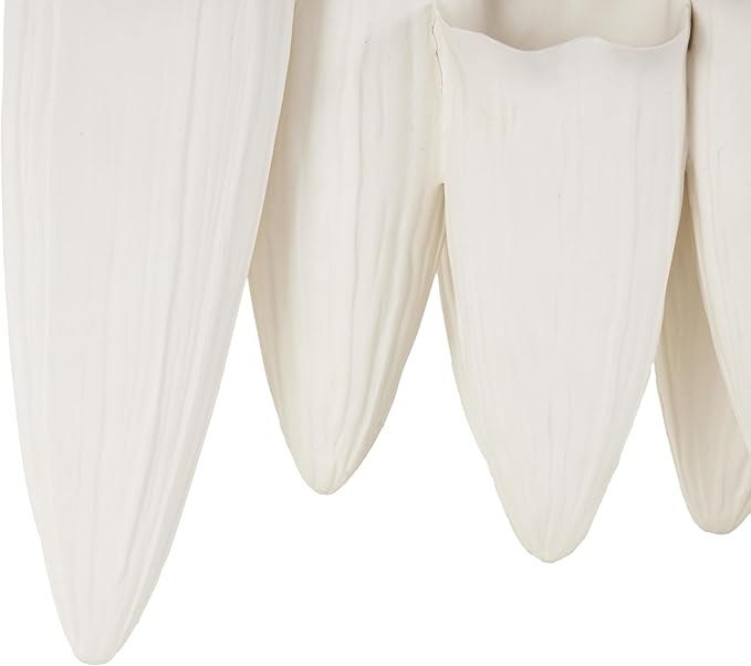 Deco 79 Ceramic Abstract Floral Inspired Vase with Linear Grooves and 10 Openings, 14" x 5" x 11", White
