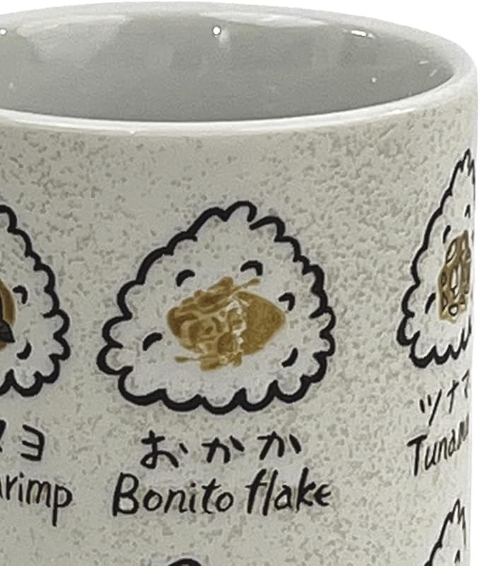 Japanese Tea Cup - Pottery 9 fl oz, Yunomi Mug, Sushi Made in Japan (C3-34 Rice ball)
