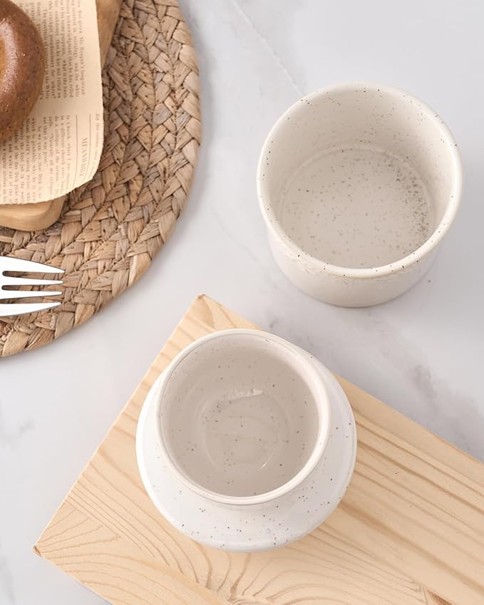 XELA Ceramic Butter Dish - French Butter Crock With Water Line - Keeps Your Butter Fresh and Spreadable - Speckled White