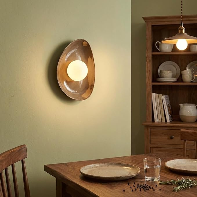 Modern Ceramic Wall Sconce Pebble Shape Wall Lamp G9 Frosted Globe Light Fixture Sculptural Art Decor for Bedroom Bedside Living Room Hallway Staircase 12 Inch H