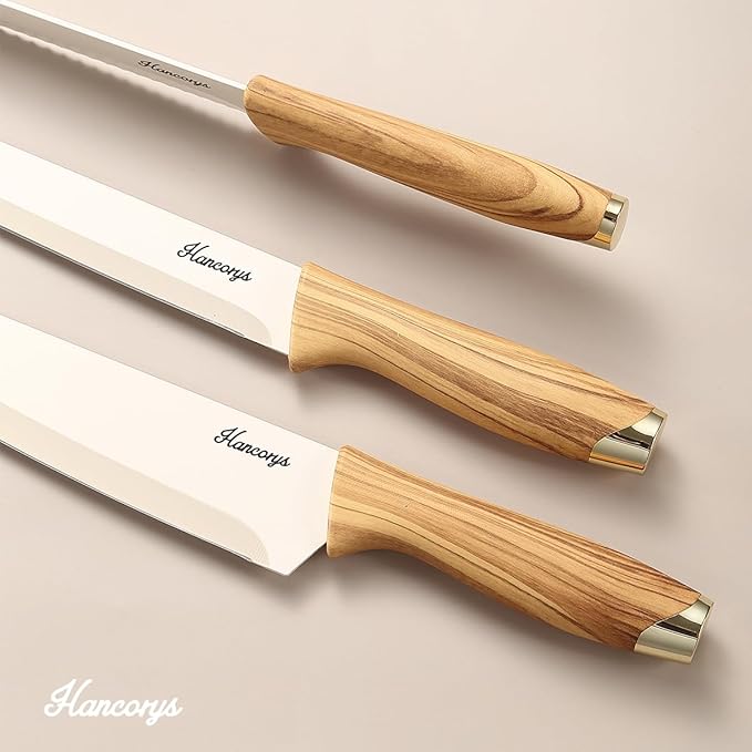 Knife set, 13 Pieces Kitchen Knives Set, Nonstick Ceramic Anti-Rust Coating and Blade Guard, Holiday Gifts for Kitchen, Camping Essentials