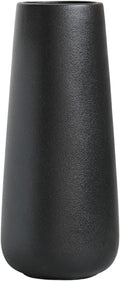11 Inch Tall Matt Black Ceramic Vase for Flowers & Pampas Grass, Classic Rustic Style Decorative Vases for Home Decor Table Centerpieces