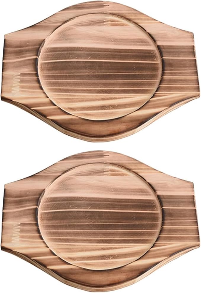 2pcs Korean Stone Bowl Trivet Wooden Trivets for Hot Dishes Hot Pot Base Wood Serving Tray Casserole Ceramic Pot Mat Cup Coasters for Home Restaurant Cooking Soup & Food (Inner Circle: 12.5cm)