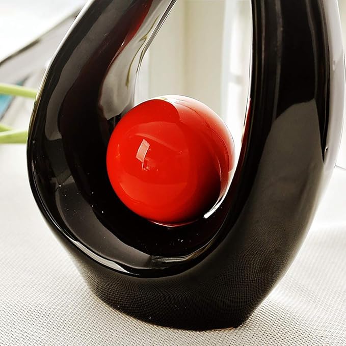 11 x 6 Inch Modern Abstract Sculpture Statue, Office Home Decor Ornament Ceramic Figures, Black