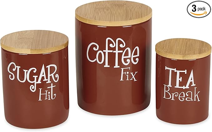 DII Kitchen Accessories Retro Collection Ceramics, Canister Set, Cinnamon, 3 Piece