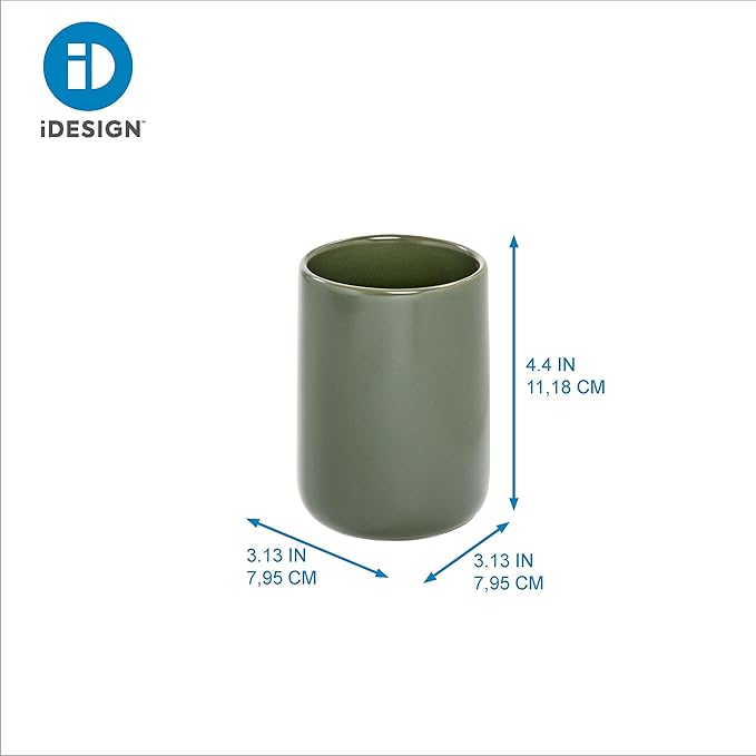 iDesign Ceramic Earth Collection Tumbler Cup, Moss