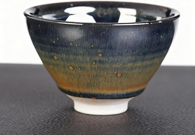 Traditional Japanese ceramic tea bowl, handcrafted with Tenmoku glaze, matcha bowl, tea ceremony cup, Jian ware, master-crafted teacup, Tenmokubowl (Jian ware oil-spot glaze teacup)