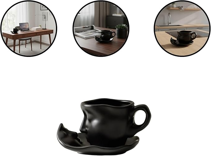 Artistic Ceramic Coffee Mug with Sculptural Face Design for Home Decor and Gift Giving