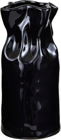 Santa Barbara Design Studio Pure Design Modern Cinched Ceramic Vase for Home Décor, 11" H, Glossy Black