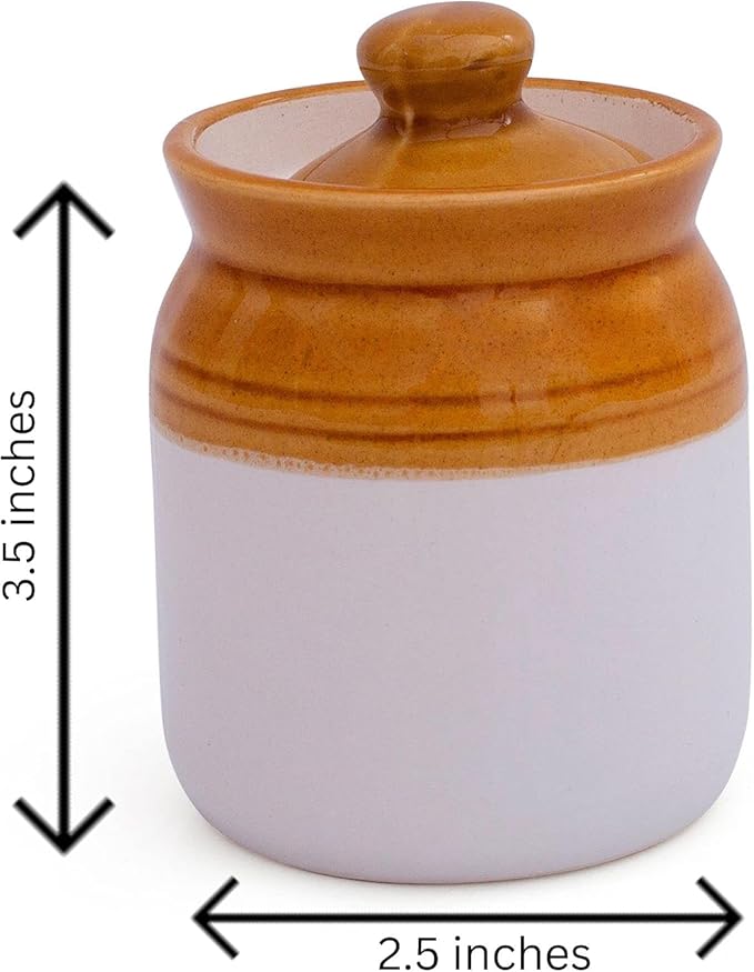 The Great Indian Bazaar Decorative Ceramic Jar With Lid For Kitchen Pantry Countertop Home Dining Table Accessories Condiment Pickle Spice Coffee Tea Caddy Sugar Salt Herbs Food Storage (White)