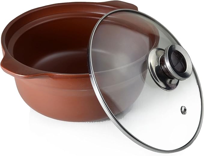 Shaguo Bowl Casserole Pot Clay Stone for Cooking Dolsot Bibimbap Soup Exclusive Range Unglazed Earthen (glass lid)