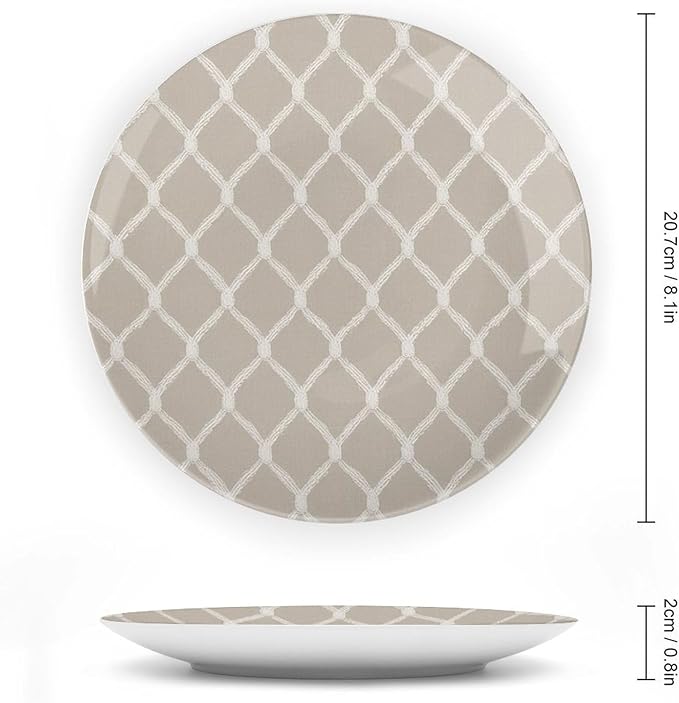 Geometric Asian Check Plates Ceramic Decor for Farmhouse Housewarming Gifts Wedding Customize Birthday Idea Gifts Wall Hanging Decoration with 1 Display Stand, Multi Sizes by Choosing