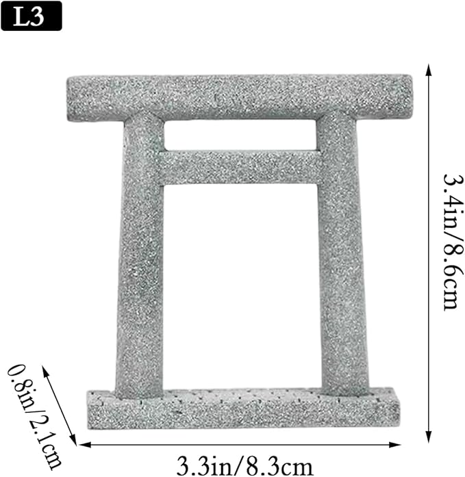 livelyfish Japanese Fish Tank Decorations Asian Aquarium Decor Torii Gate Ornament Japanese Shrine Oriental Pagoda Aquarium Sandstone Bridge Statues Betta Fish Decorations for Tank, L3