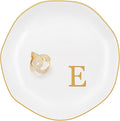 Ceramic Jewelry Tray, Personalized Initial Ring Dish, Elegant Trinket Tray for Rings Earrings Bracelet Necklaces, White Decorative Jewelry Holder for Women Vanity, 4.5 Inch, Letter E