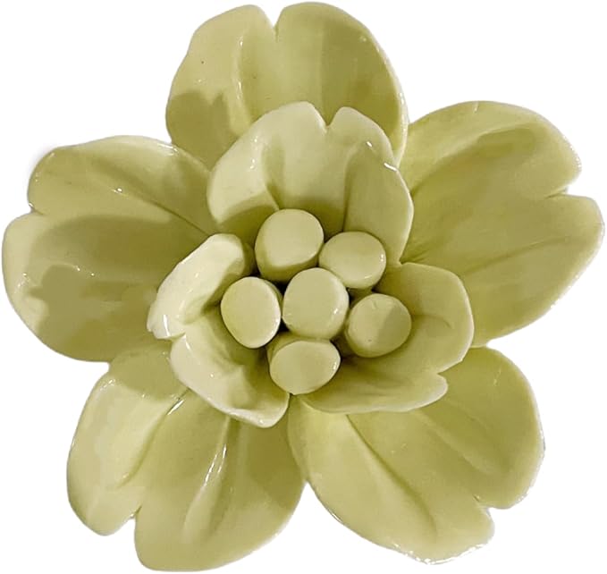 AMERRY Snow Lotus,2.76" Ceramic Flower Wall Art, Artificial 3D Flower Wall Art, Handmade 3D Wall Art Hanging Sculpture, Porcelain Flower Wall Decoration for Home Office Decor (Yellow)