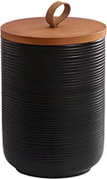 Ceramic Canister with Airtight Seal Lid, Kitchen Canisters for Countertop, Black Food Storage Jar for Flour, Coffee Bean, Sugar, Tea, Spices and More, Home Decor (800ml/27.05oz)