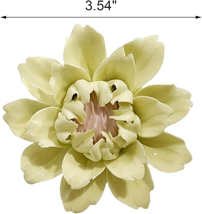 CEUYGT Handmade Ceramic Wall Flower Decor - Yellow King Protea Design, Elegant Home Wall Art for Living Room, Bedroom, or Office Decoration Yellow 3.54"(Medium)