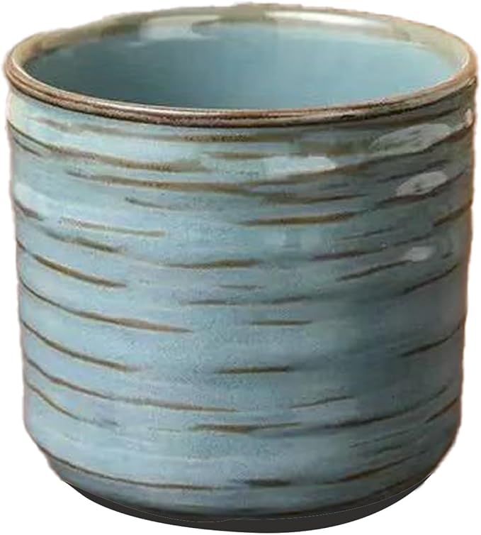 Vinitage Ceramic Mug, Japanese Tea Cup 6oz Cup No Handle Drinking Cup for Latte Milk Water Beverage Juice Microwave and Dishwasher Safe, Kiln Transformation Cup (Vintage Blue)