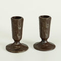 Handcrafted Antique Black & Gold Iron Taper Candle Holders - Set of 2 Elegant Candlesticks for Weddings, Dining, and Parties, Timeless Décor Accent