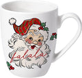 Christmas Santa Claus Ceramic Coffee Mug, 13 oz Novelty Xmas Tea Cup with Handle, Winter Holiday Gifts for Friends Women Men, Holly Berry Drink Mugs Microwave and Dishwasher Safe