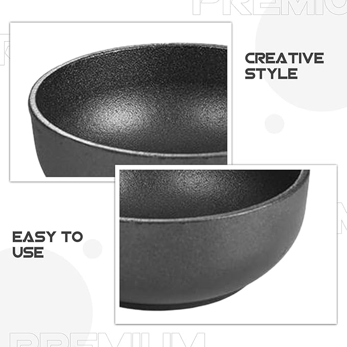 Cast Iron Bibimbap Bowl 17cm Korean Stone Pot Rice Serving Bowl Sturdy Reusable for Household and Restaurant Use