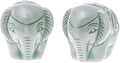 NOVICA Green Animal Themed Ceramic Sculpture from Thailand 'Elephant Paramours' (Pair)