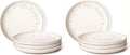 Artena Salad Plates Set Of 4, 8.5 Inch Embossed Appetizer Plates, Ceramic Small Dinner Dessert Plate, With Lipped Edges for Kitchen Microwave Oven Dishwasher Safe (Damask Floral) (Pack of 2)