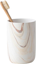 Brown Marble Toothbrush Holder - Ceramic Toothbrush Holder for Bathrooms, Toothbrush Toothpaste Holders, Marble Bathroom Tumbler Cups Reusable Toothbrush Mouthwash Cup, Bathroom Counter Organizer