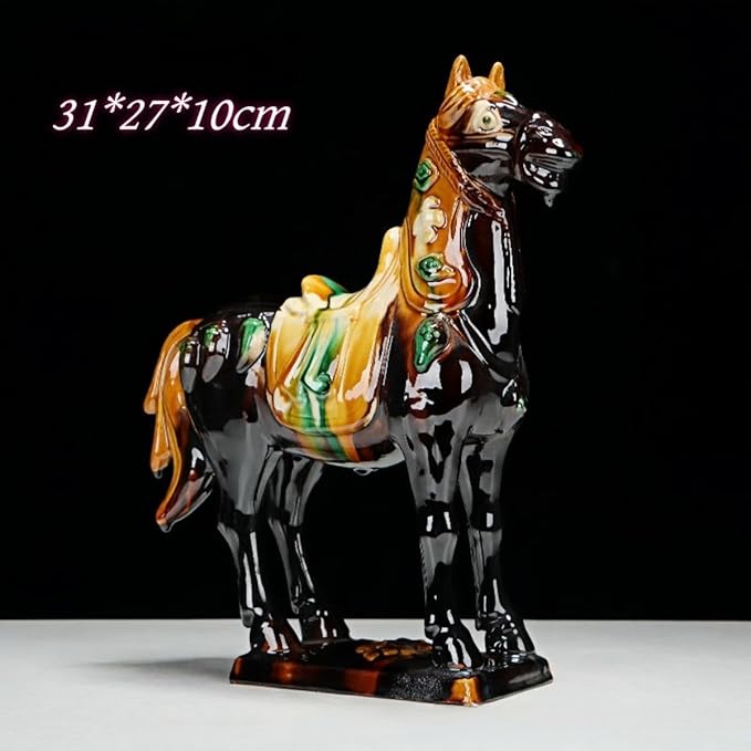 Ceramic Ornaments Chinese Feng Shui Ceramic Sculpture Silk Road Asian Art Decorative Ornaments Brown Horse