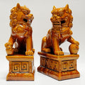 Sancai Ceramic Foo Dogs, Pair of Tang Dynasty Feng Shui Guardian Lions, Handcrafted Statues for Home and Office Decor,Yellow,7.48 * 12.2in