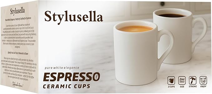 Pure White Ceramic Espresso Cup (2 oz/60 ml), set of two