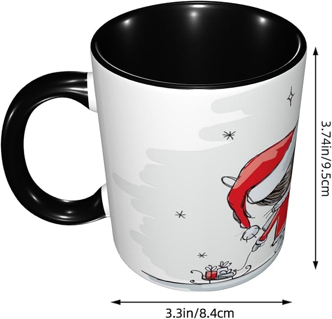 Autumn,Funny Novelty Ceramic Coffee Cups With Handle,Tropical Fall with Colorful Flowers Asian Tea Cup for Office and Home, 11 Oz,Dishwasher Microwave Safe (Black)