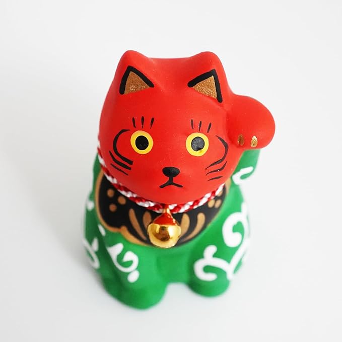 Maneki-Neko Lucky Cat, 2.7 Inches | Hand-Painted Ceramic Fortune and Prosperity Talisman | Artisan Crafted Desk and Room Decor | Made in Japan (Lion cat)
