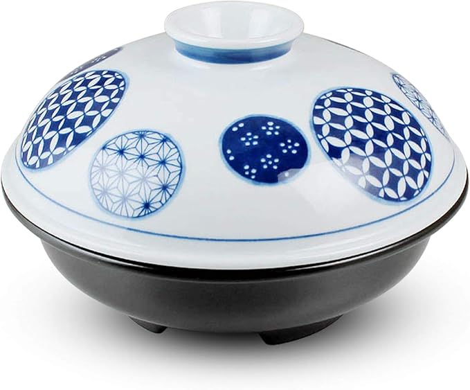 West Nippon Pottery Arita Ware Smoker & Baked Potato for Home Use, 33.8 fl oz (1,000 ml), Round Crest, Made in Japan, Φ9.3 x 5.5 inches (23.5 x 14 cm)