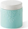 Toptier Butter Crock for Counter With Water Line, On Demand Spreadable Butter, Ceramic Butter Keeper to Leave On Counter, French Butter Dish with Lid (Blue Leaf)