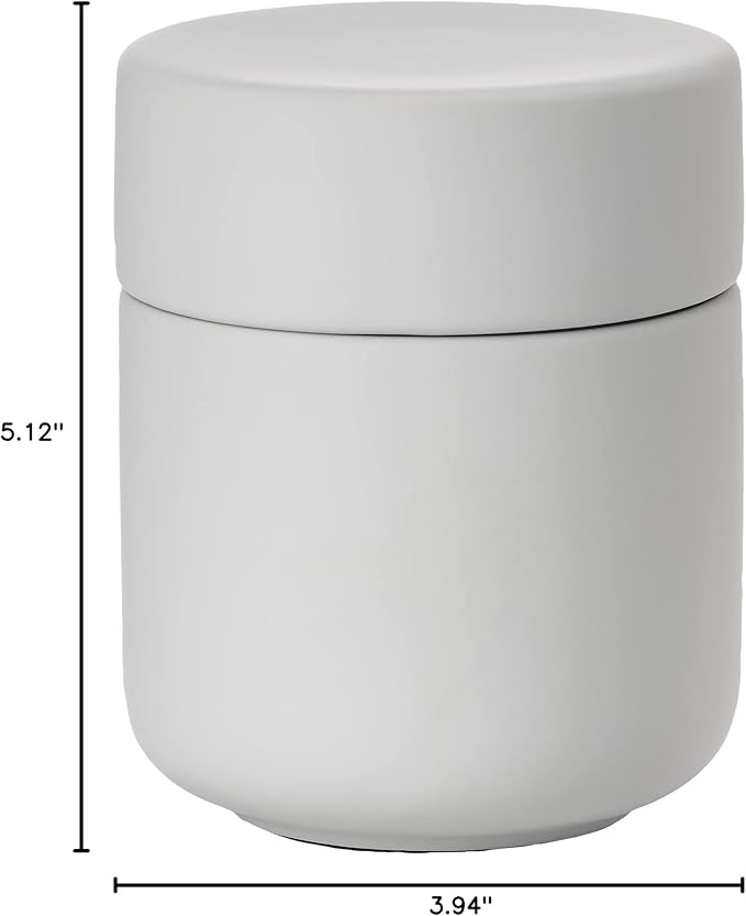 ZONE DENMARK Ume Taupe Cosmetic Jar - Elegant and Functional Storage Solution for Your Beauty Essentials, Infusing Scandinavian Design into Your Vanity Space (Soft Grey)