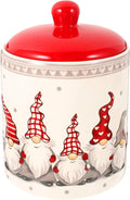 Cookie Jars with Airtight Lid, Christmas Themed Winter Holiday Ceramic Cookie Jar, Xmas Ceramic Storage Container for Cookies,Candy,Nut,Chips Holiday Christmas Decoration