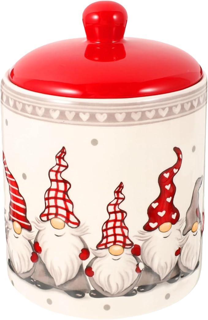 Cookie Jars with Airtight Lid, Christmas Themed Winter Holiday Ceramic Cookie Jar, Xmas Ceramic Storage Container for Cookies,Candy,Nut,Chips Holiday Christmas Decoration