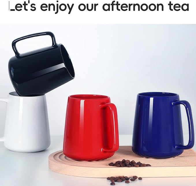 Smilatte 24 OZ Large Coffee Mug, Nice Ceramic Boss Tea Cup with Big Handle for Dad Men Women, Unique Style For Any Kitchen, Blue