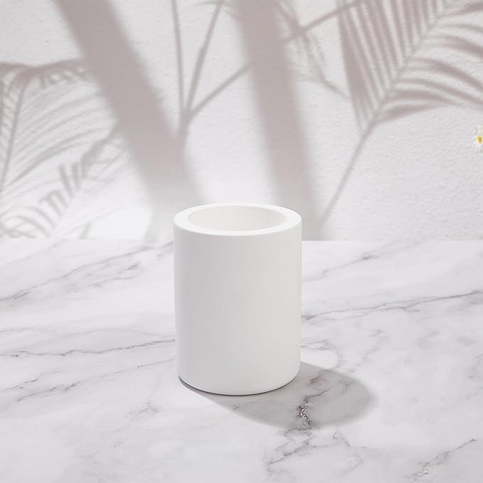Drying Stone Toothbrush Holder, Diatomite Toothbrush Holders for Bathroom Counter, Quick Drying Electric Toothbrush and Toothpaste Holder Bathroom Organizer, White