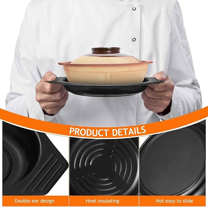 2Pcs Casserole Pot Holder 8.5" Stone Pot Trivet Heat Resistant Tray Hot Pot Holder Mats Melamine Heat Resistant Pads for Hot Pot Stone Pot Casserole