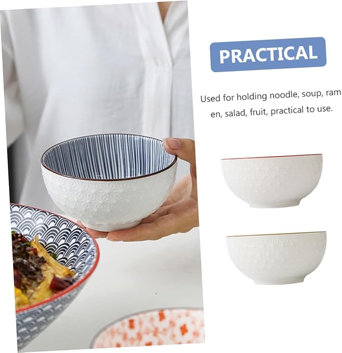 MERRYHAPY Ceramic Rice Bowl Square Shape Decorative Salad Bowl Set Home Kitchen Dinnerware