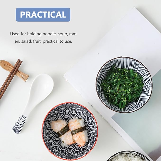 2pcs Ceramic Fruit Salad Bowls Kitchen Tableware for Rice and Salad Lightweight and Portable Beautifully Designed Delicate Patterns