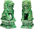 Chinese Style Decoration Ceramic Lions Pair Home Decorations Asian Art Desktop Feng Shui Ornaments Green