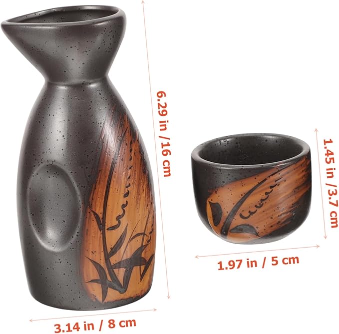 BESTYASH 1 Set Japanese Traditional Sake Set Ceramic Sake Pot and Cups for Home and Bar Use Elegant Design with Easy Pour Spout for Entertaining Guests and Special Occasions