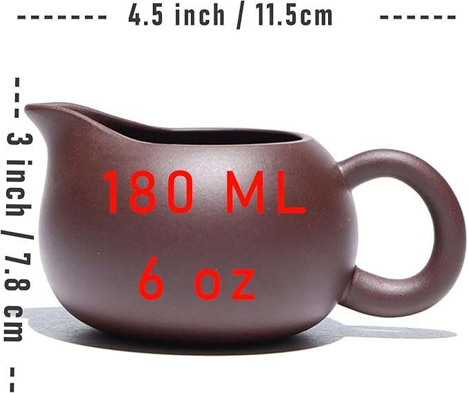 Gong Dao Bei, Purple Clay Pottery Cha Hai for Gong Fu Tea & Coffee or Cream Sharing Cup Milk Serving Pitcher Z-S-C-H2 (6.0 oz / 180 ml)