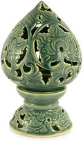NOVICA Floral Ceramic Candle Holder, Blue 'Blue Bouquet'