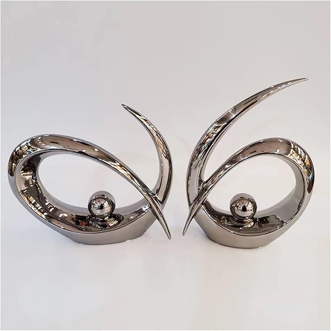 Sculptures Statues Sculptures Decoration, Ceramic Decoration Table Decoration Living Room, Decoration Apartment Modern Sculpture, d (Silver B)