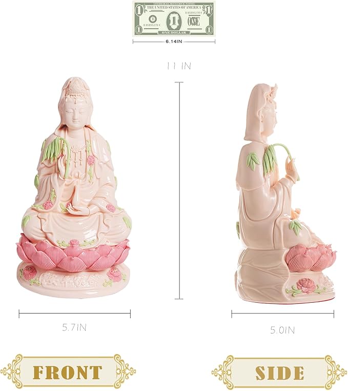 ART PARK Top Ceramic Guan Yin Statue - Handmade Quan Yin, Kwan Yin, Quan Am, Kuan Yin, Guanyin Statue for Meditation Altar, Female Buddha - Goddess of Mercy and Compassion